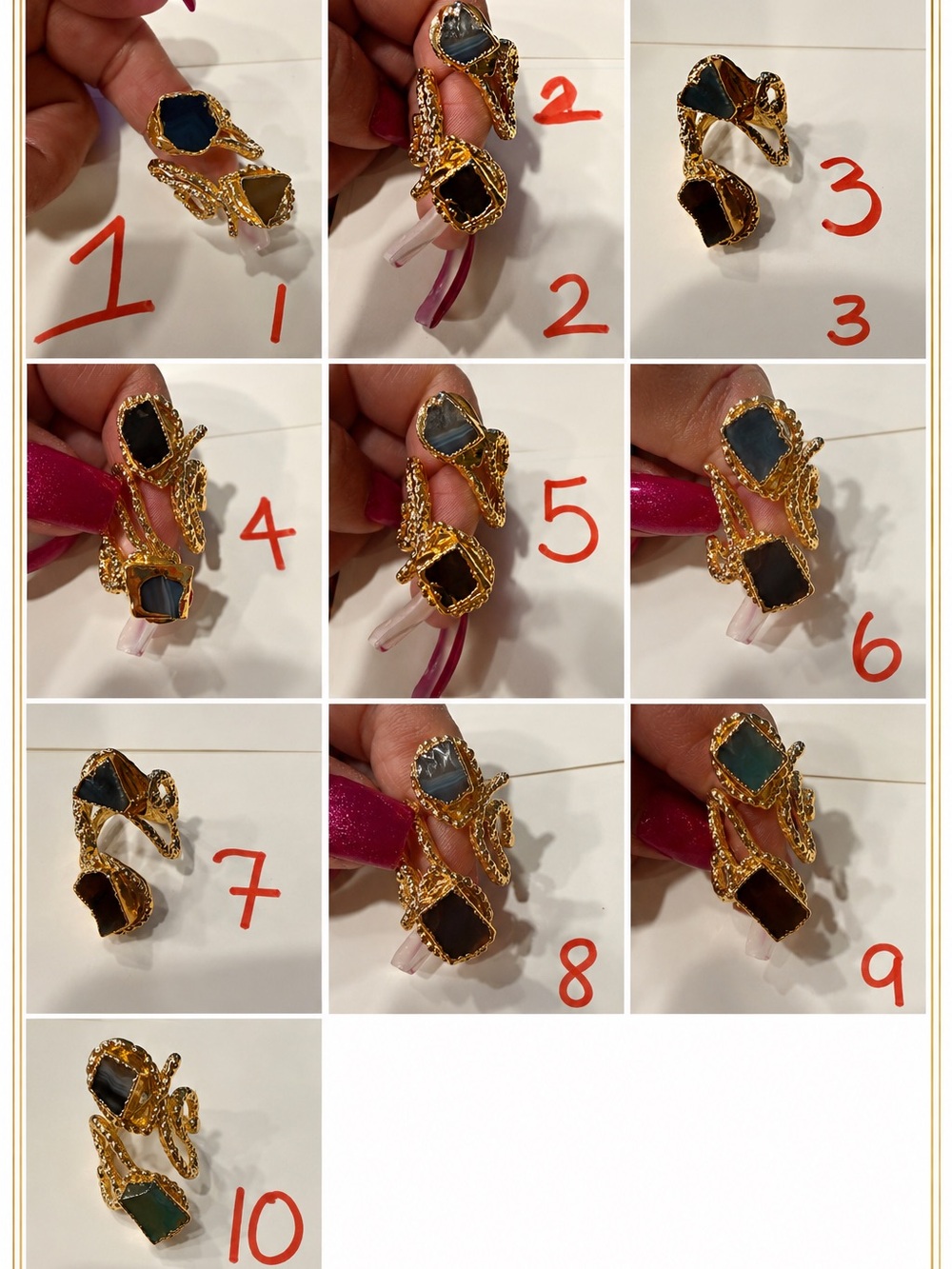 Gold Plated 2 Stone Ring Adjustable ! NWT Many colors available